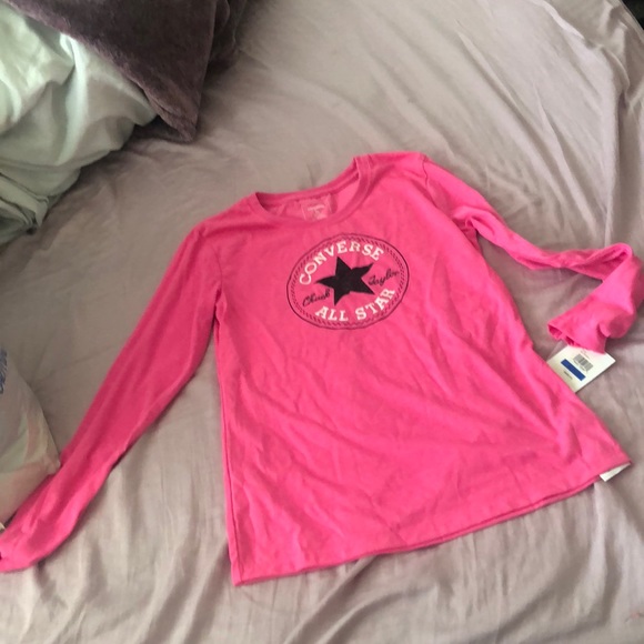 Brand new never been worn girls extra-large hot pink converse long sleeve - Picture 1 of 4